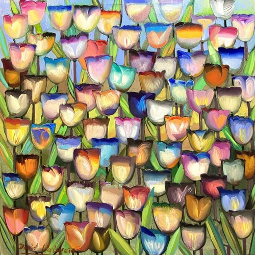 Living room painting by David Pataraia titled Tulips from Netherlands