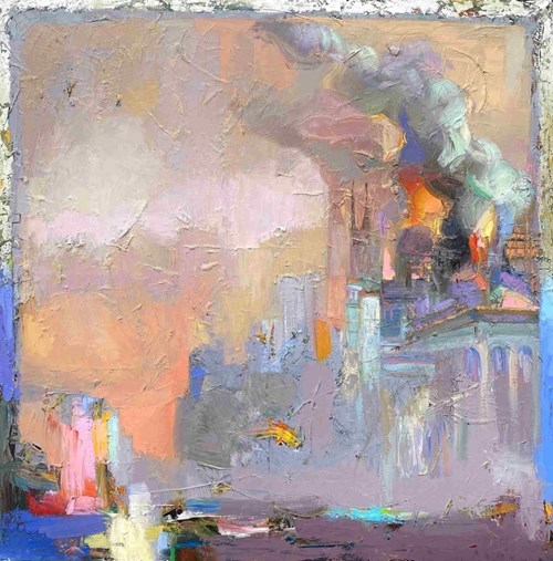 Obraz do salonu artysty David Pataraia pod tytułem Notre Dame w ogniu