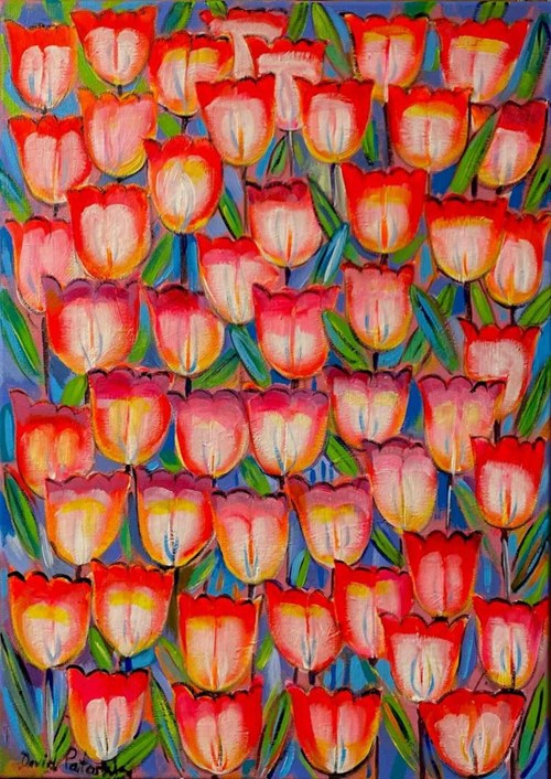 Obraz do salonu artysty David Pataraia pod tytułem Tulipany V