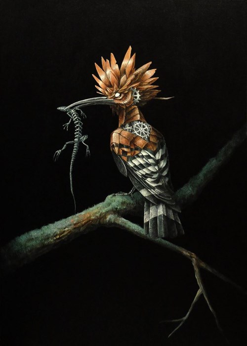 Living room painting by Emil Goś titled Hoopoe