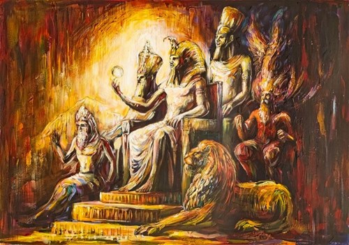 Living room painting by Andrzej Masianis titled Untitled (Pharaoh)