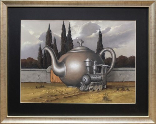 Living room painting by Borys Michalik titled Composition With Kettle