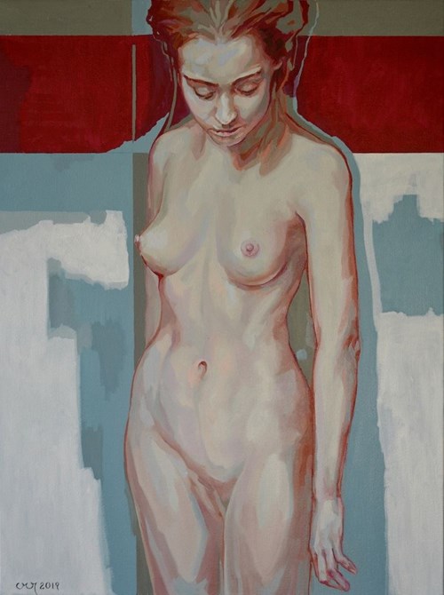 Living room painting by Marcin Jaszczak titled Nude I
