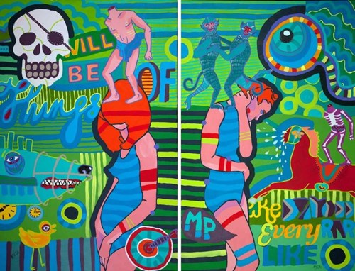 Obraz do salonu artysty Marcin Painta pod tytułem One i Zielona Wyspa I i II