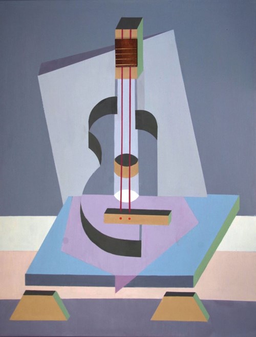 Living room painting by Jan Pływacz titled Guitar's Element