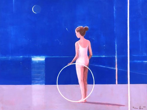 Living room painting by Ilona Herc titled Questions at night
