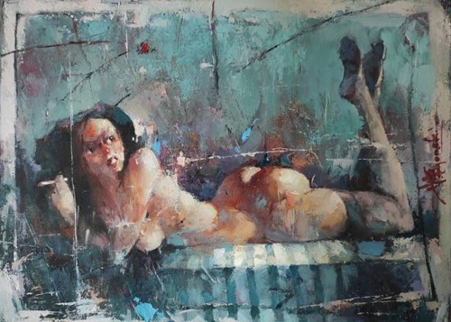Obraz do salonu artysty Wacław Sporski pod tytułem Kobieta z papierosem