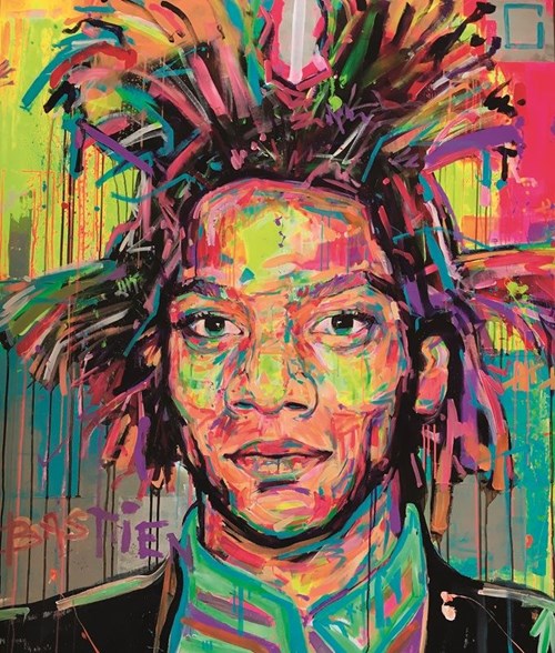 Living room painting by Bastien Ducourtioux titled Basquiat
