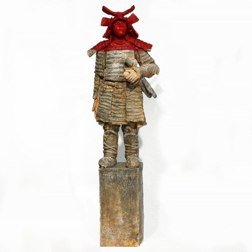 Living room sculpture by Arek Szwed titled Red Samurai