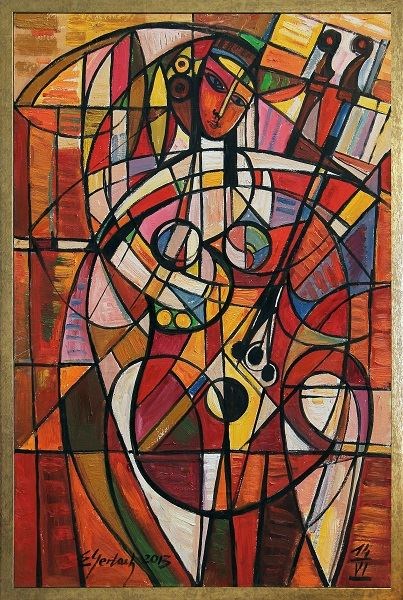 Living room painting by Eugeniusz Gerlach titled Instrument with an instrument