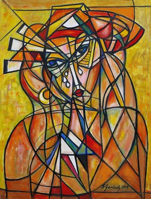 Living room painting by Eugeniusz Gerlach titled Woman in Hat