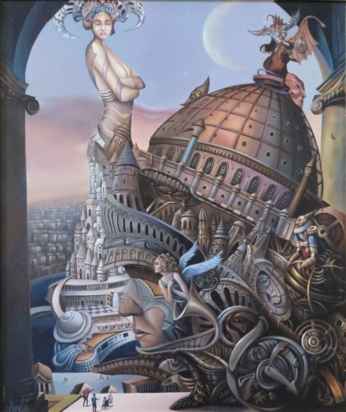 Living room painting by Tomasz Sętowski titled Painter of the Fourth Canto