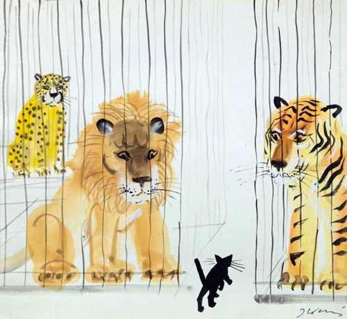 Obraz do salonu artysty Józef Wilkoń pod tytułem Tygrysy
