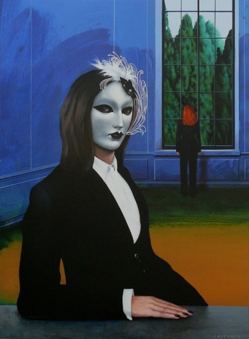 Obraz do salonu artysty Henryk Laskowski pod tytułem Dziewczyna w weneckiej masce