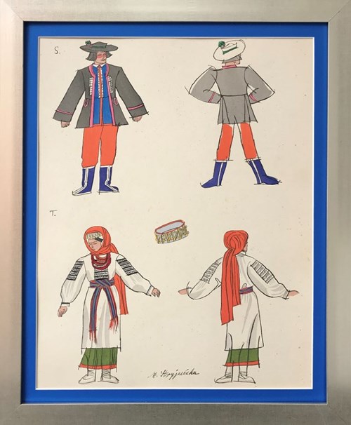 Obraz do salonu artysty Zofia Stryjeńska pod tytułem Plansza 12 z teki Polish Peasants Costumes, Copyright by C. Szwedzicki