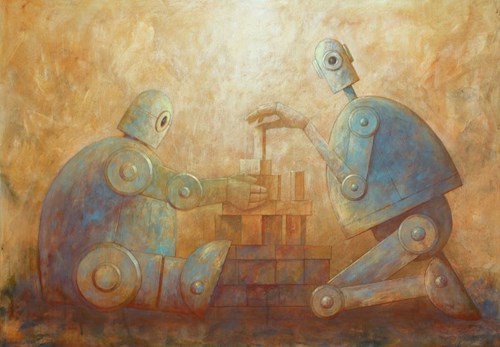 Living room painting by Grzegorz Radziewicz titled Towards the Sun