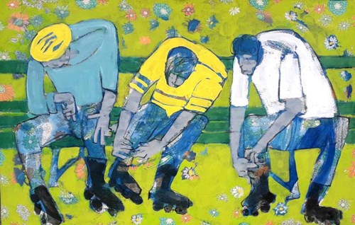 Living room painting by Monika Ślósarczyk titled Skaters