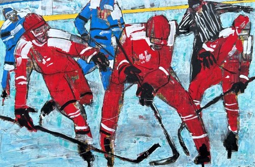 Living room painting by Monika Ślósarczyk titled Hockey