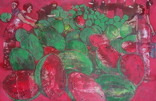 Living room painting by Monika Ślósarczyk titled Watermelons