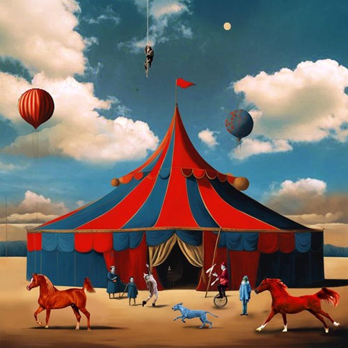 Living room painting by Paulina Zalewska titled Zalewski Circus