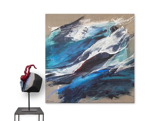 Obraz do salonu artysty Joanna Roszkowska pod tytułem Duet Storm (obraz i rzeźba)