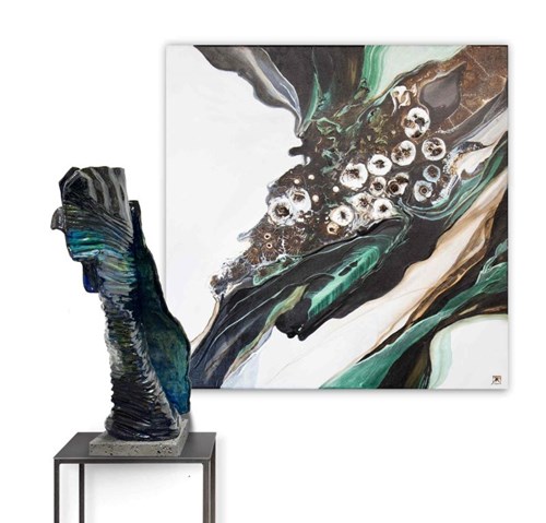Living room painting by Joanna Roszkowska titled Dance of Nature