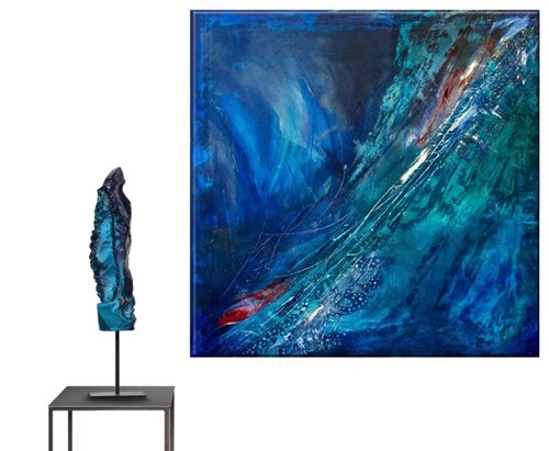 Obraz do salonu artysty Joanna Roszkowska pod tytułem Deep blue (obraz i rzeźba)