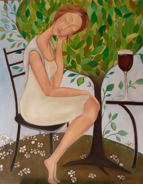 Living room painting by Anna Przepióra titled Spring Muse