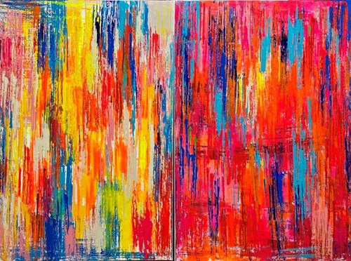 Living room painting by Gossia Zielaskowska titled Color Chaos