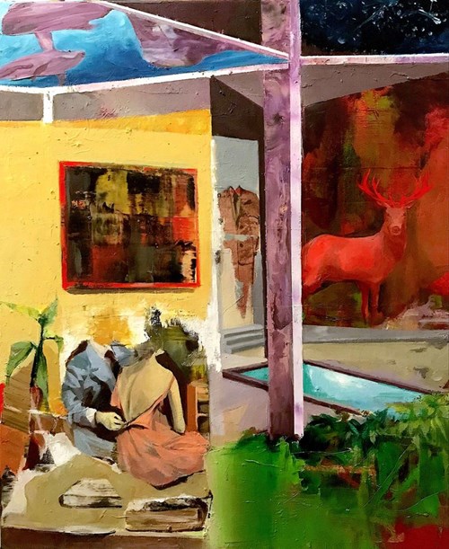 Living room painting by Tomasz Tobolewski titled Outside