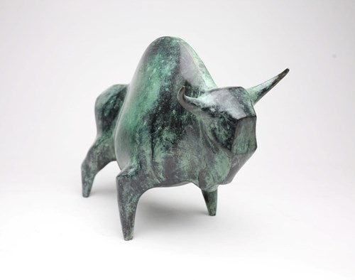 Living room sculpture by Mariusz Dydo titled Wisent IV, Sea Green