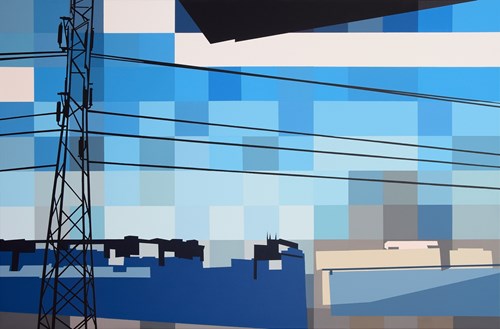 Obraz do salonu artysty Jakub Napieraj pod tytułem Błękitne blokowisko