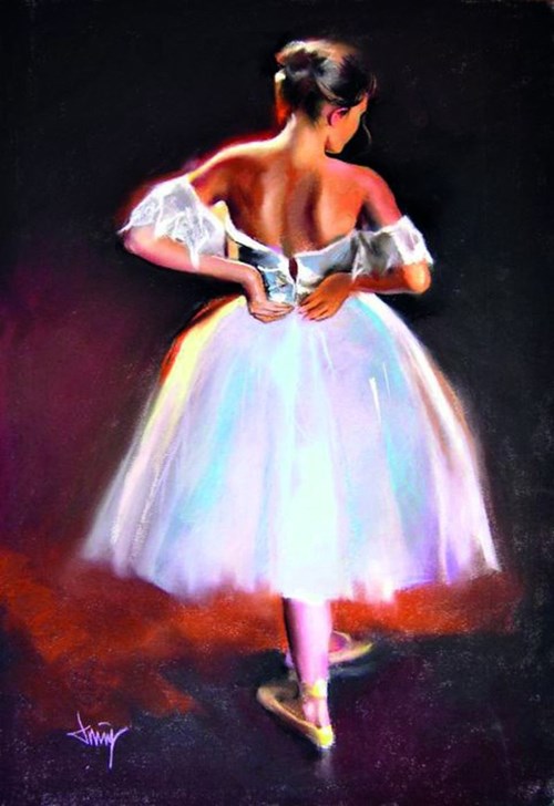 Living room painting by Domingo Alvarez Gomez titled Ballerina