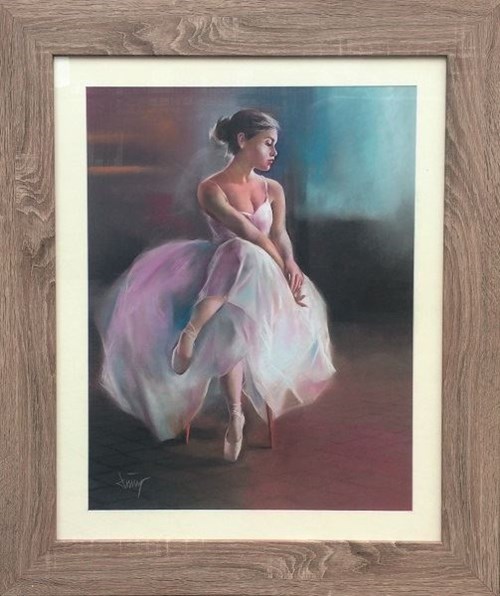 Living room painting by Domingo Alvarez Gomez titled ballerina