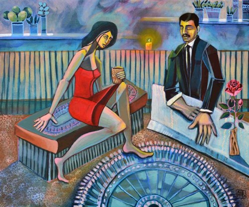 Obraz do salonu artysty Anna Oleszkiewicz pod tytułem Dywagacje o dywanie