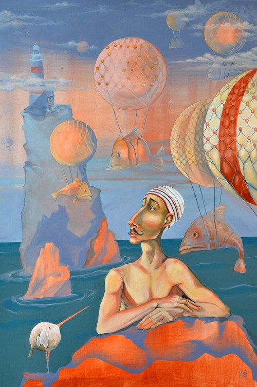 Obraz do salonu artysty Anna Oleszkiewicz pod tytułem Pływak