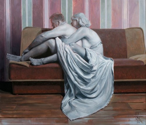 Living room painting by Michał Powałka titled Stigma