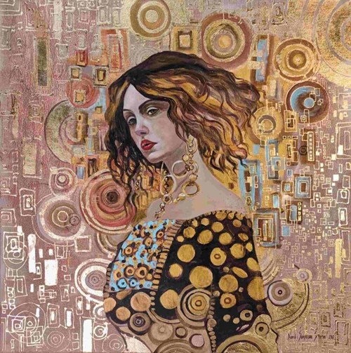 Obraz do salonu artysty Mariola Świgulska pod tytułem Przez Pryzmat Klimta - Złocista Elegancja