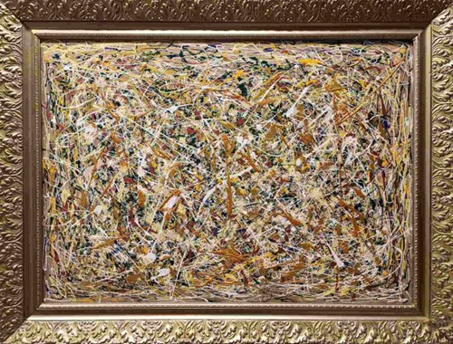 Living room painting by Mariola Świgulska titled Pollock's Dancing Lines