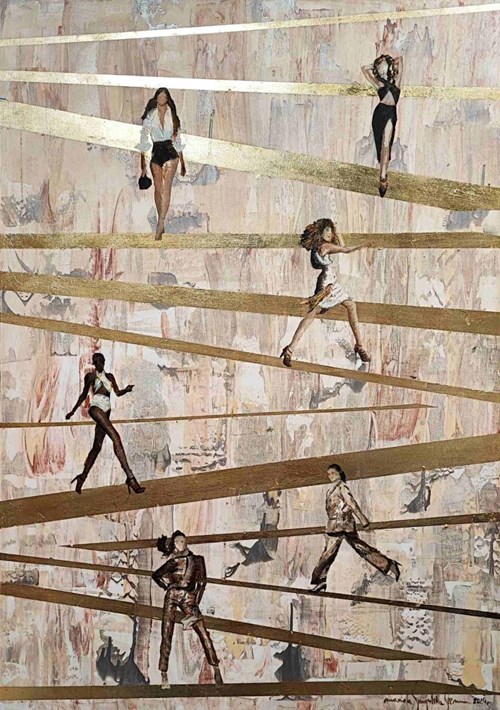 Living room painting by Mariola Świgulska titled Walking down golden catwalks