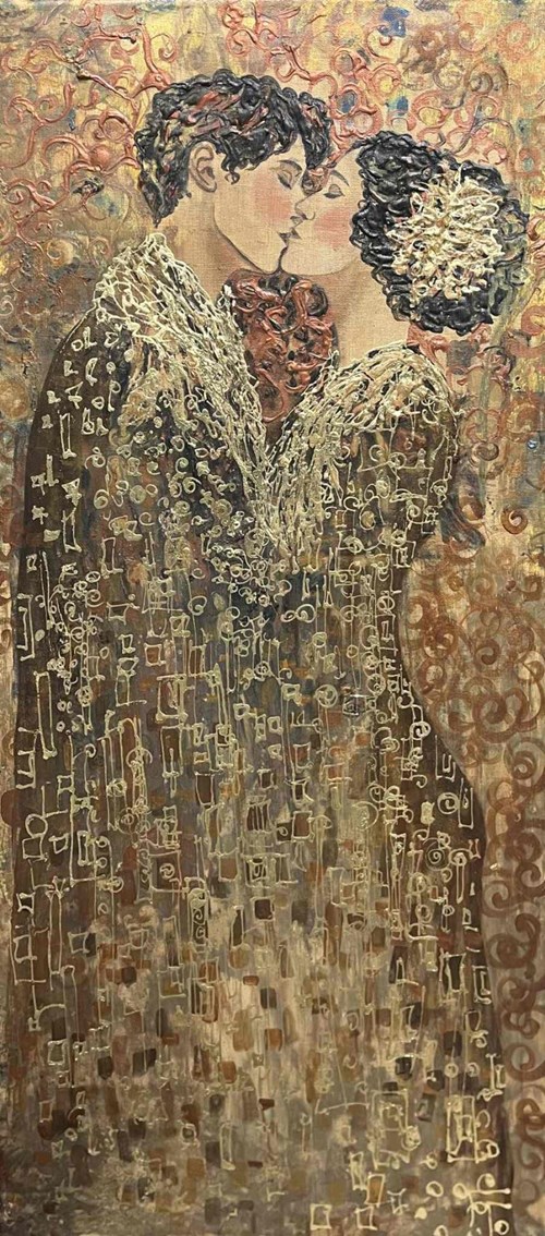 Living room painting by Mariola Świgulska titled Golden Fusion