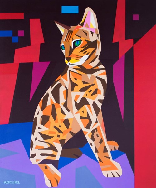Living room painting by Artur Marciniszyn titled Bengal Cat