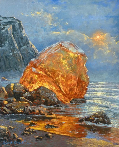 Living room painting by Wojciech Górecki titled Amber
