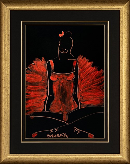 Living room painting by Joanna Sarapata titled Dancer in red
