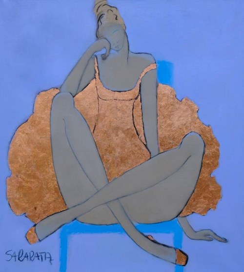 Obraz do salonu artysty Joanna Sarapata pod tytułem Ballerina na niebieskim fotelu