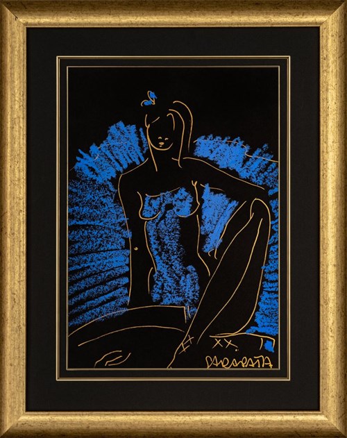 Living room painting by Joanna Sarapata titled Ballerina in a Cornflower Dress I