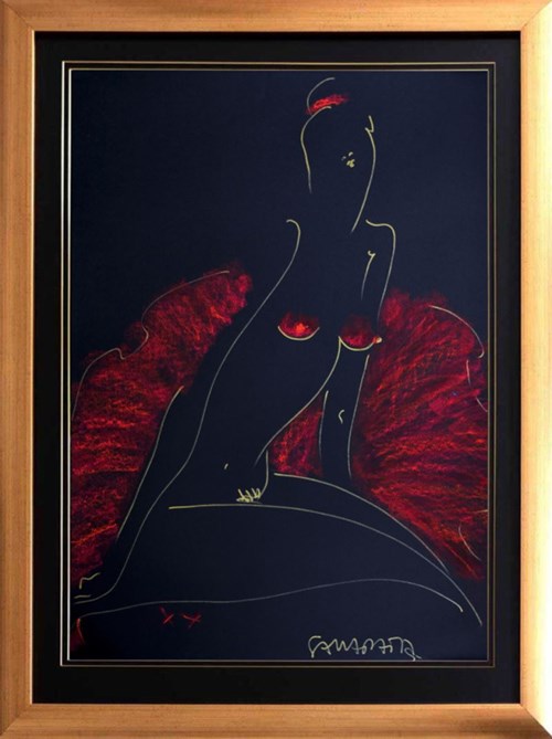 Living room painting by Joanna Sarapata titled Red Nude
