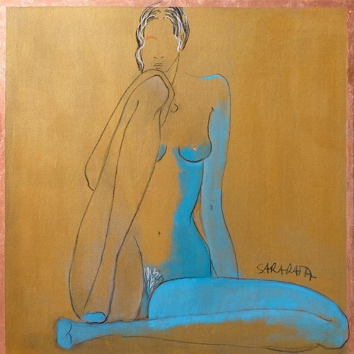Living room painting by Joanna Sarapata titled Nude in the Sun