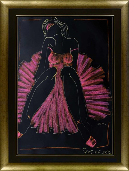 Living room painting by Joanna Sarapata titled Ballerina in pink dress