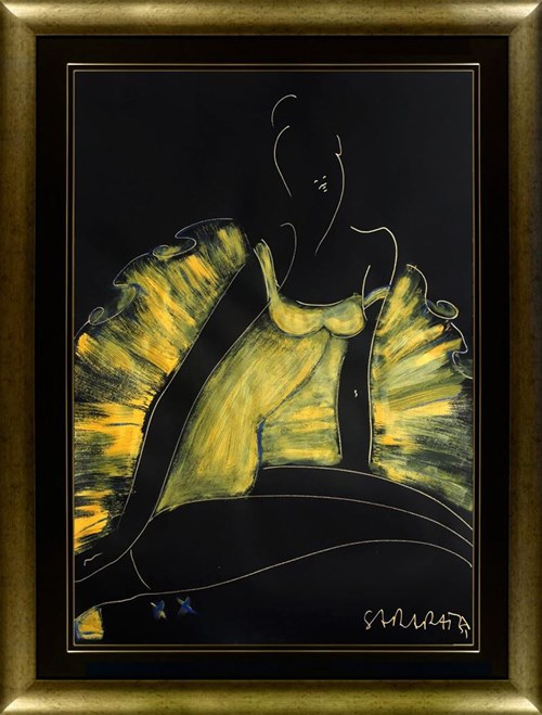 Living room painting by Joanna Sarapata titled Ballerine in Yellow Dress